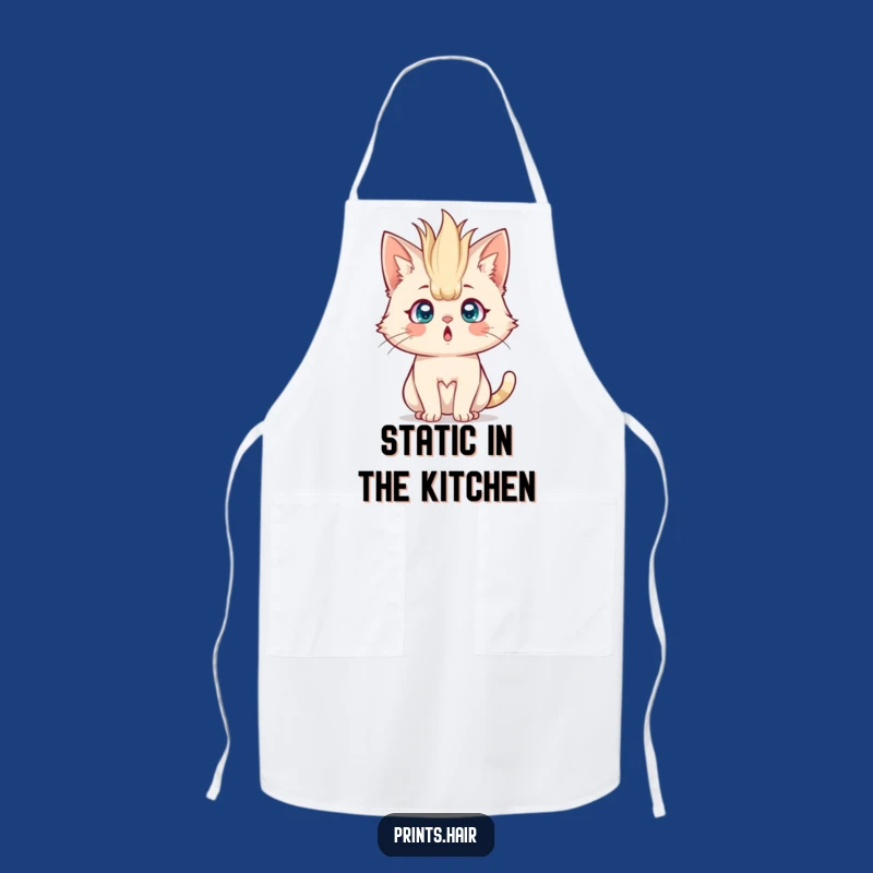 Funny Apron: Surprised Cat With Wild Hair, Kitchen Humor For Chefs & Bakers
