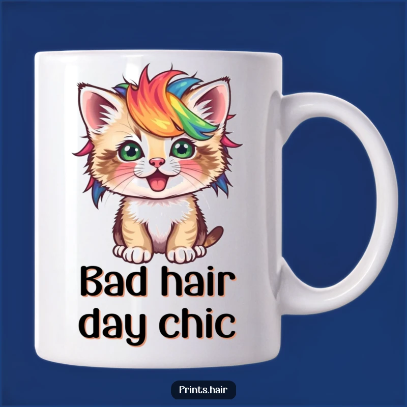 Funny Kitten Wig Mug: Playful Cat In Vibrant Hair, A Purrfect Funny Gift