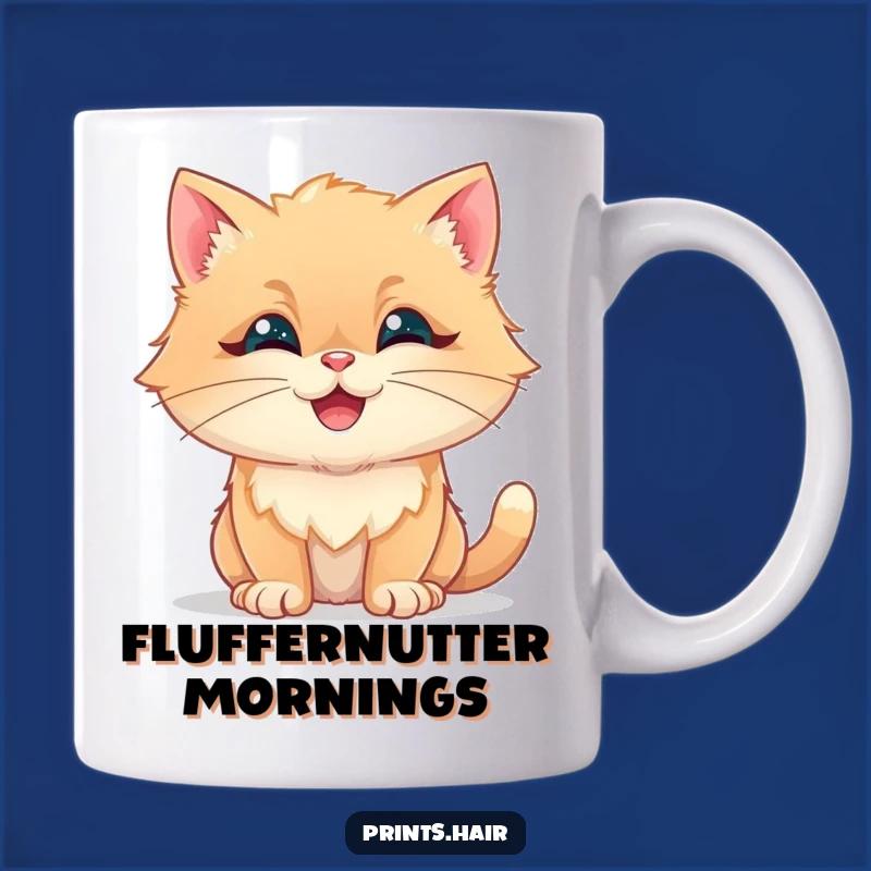 Funny Happy Cat Mug: Fluffy Shaped Fur, Whimsical Style, Perfect Funny Gift