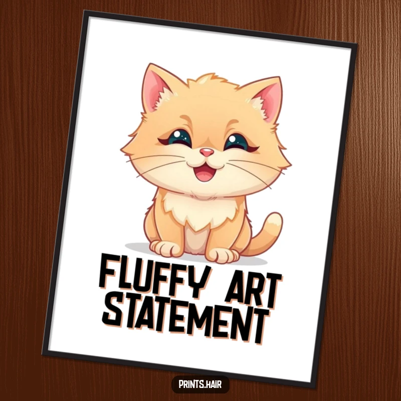 Funny Digital Art: A happy cat with its fur sculpted into fun, fluffy, whimsical shapes, a joyful illustration.