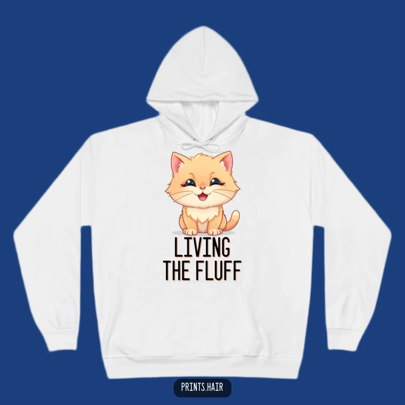 Funny Hoodie: Happy Cat With Fluffy Shapes, Cozy & Whimsical Comfort