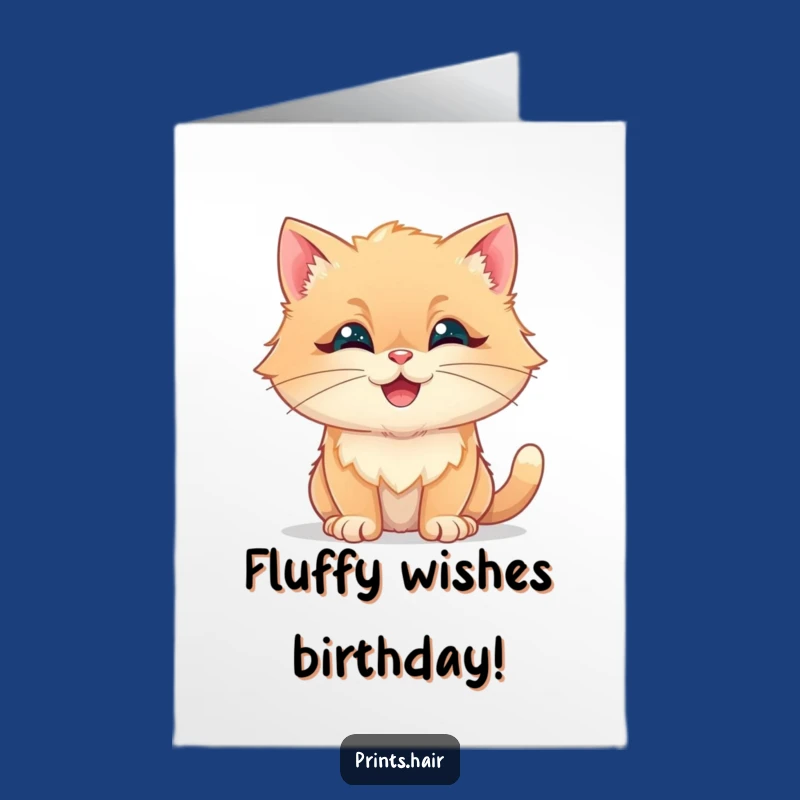 Funny Free Printable Birthday Card: Fluffy Cat Shapes - Happy Wishes