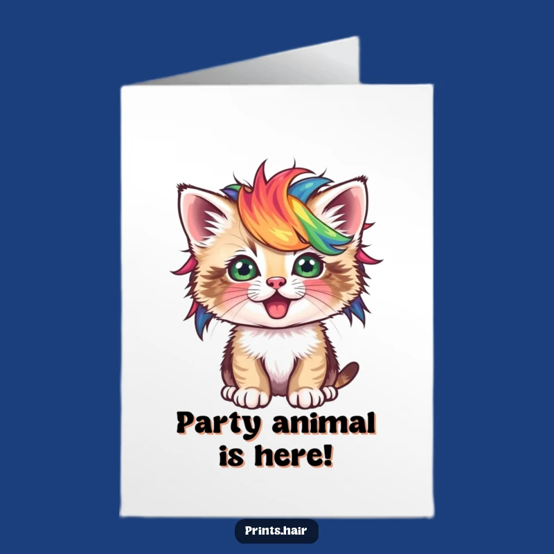 Funny Free Printable Birthday Card: Wigged Kitten Fun - Instant Download