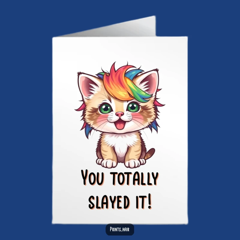 Funny Free Printable Congrats Card: Wigged Kitten Celebration - Easy DIY