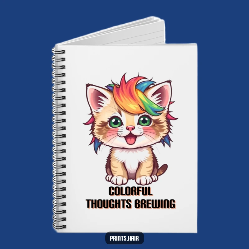 Funny Notebook: Kitten With Colorful Wig, Jot Down Ideas With Whimsy